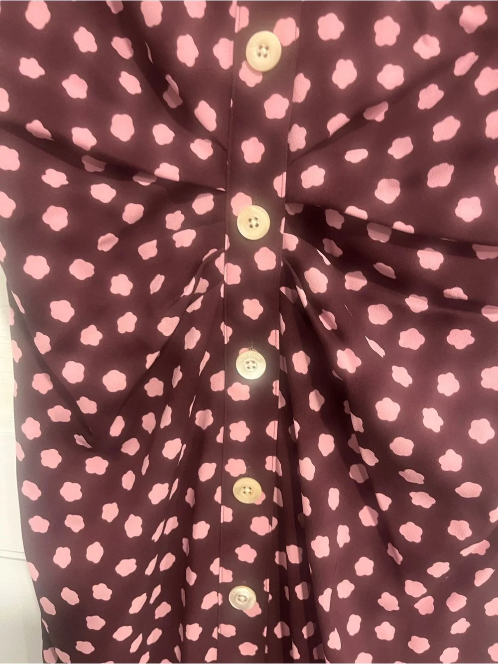 kate spade Burgundy and White Cloud Dot Midi Shirtdress